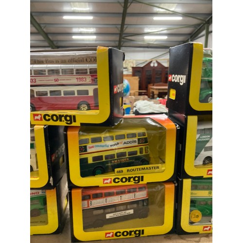 441 - 14 boxed CORGI model double decker buses including Routemaster 469s etc (unchecked)