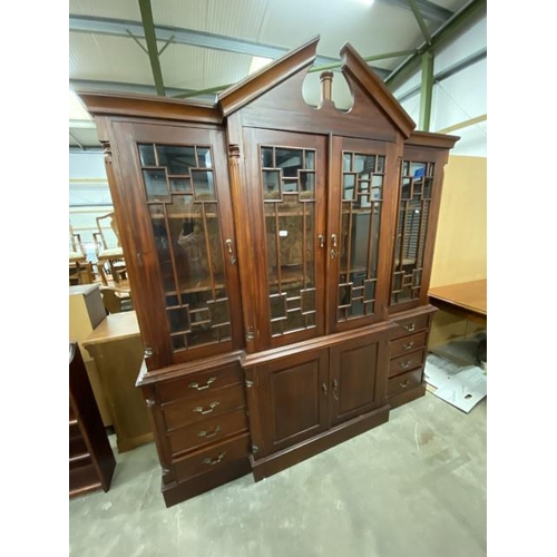 118 - Reproduction mahogany breakfront bookcase 202H 226W 48D