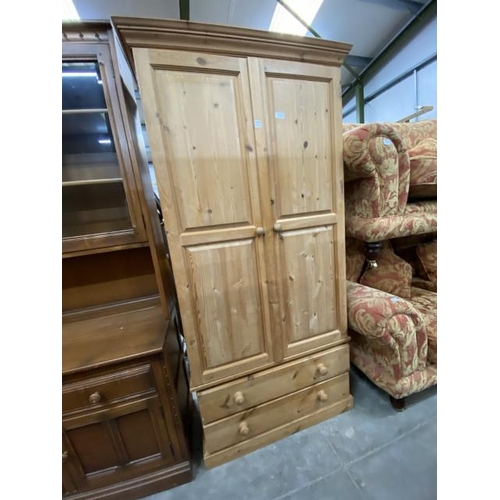 140 - Pine two door/two drawer wardrobe 181H 89W 56D