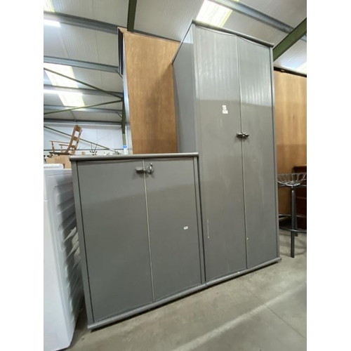 147 - 2 plastic two door workshop cupboards 90H 68W 40D & 170H 68W 40D