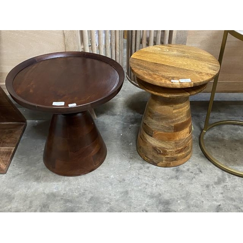 162 - Novo Conical Mango Wood End Table 46H 35cm diameter & Joe Conical End Table 42H 45cm diameter