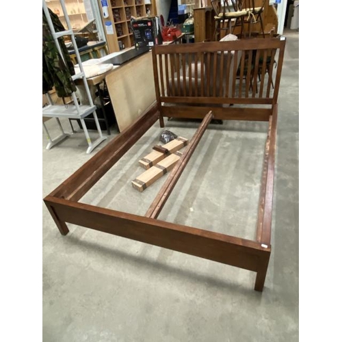 172 - John Lewis mahogany double bed frame with side rails and lats