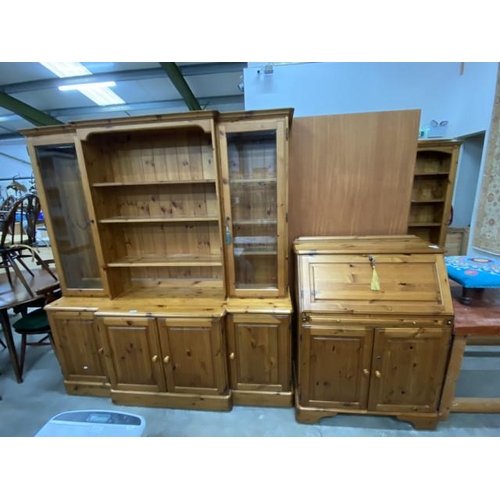 174 - Ducal pine bureau 114H 87W 45D and a matching bookcase on cupboard 192H 175W 45D