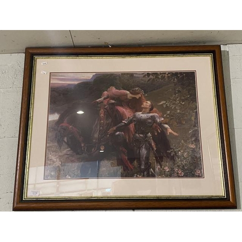 186 - Framed coloured print by Frank Bernard Dicksee (1853-1928) 'La Belle Dame sans Merci' 70 x 89cm