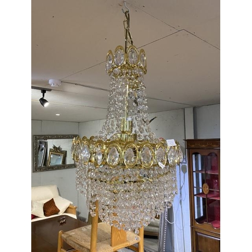 194 - Empire style crystal and gilt chandelier