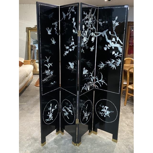 201 - Chinese lacquered 4 fold dressing screen 183H 160W