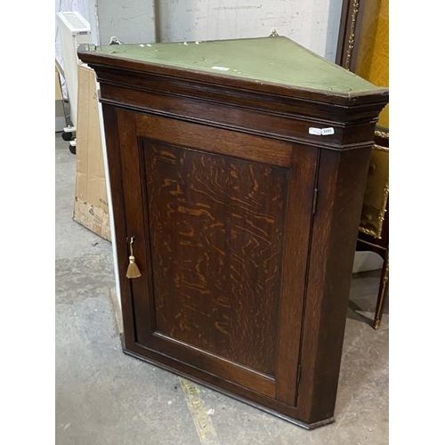 209 - Georgian oak corner cabinet 94H 77W 44D