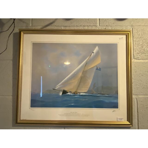 257 - Gilt framed pencil signed Tim Thompson limited edition 151/500 print of 'The Jolie Brise' off the Ro... 