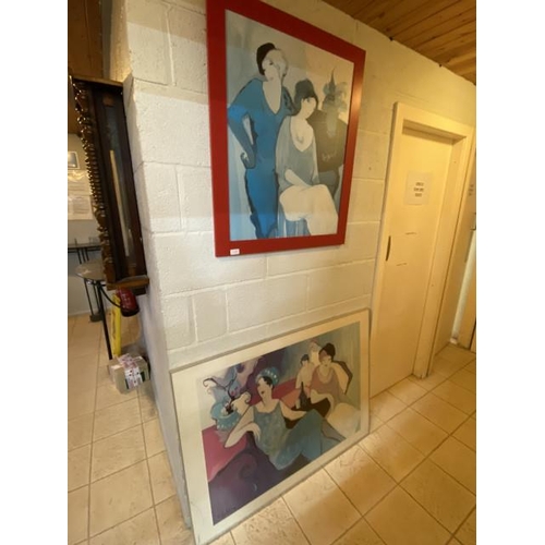 259 - Two framed prints by Itzchak Tarkay 'Waiting' 72x86cm & 'In The Lounge' 90x122cm (Glass damaged to o... 