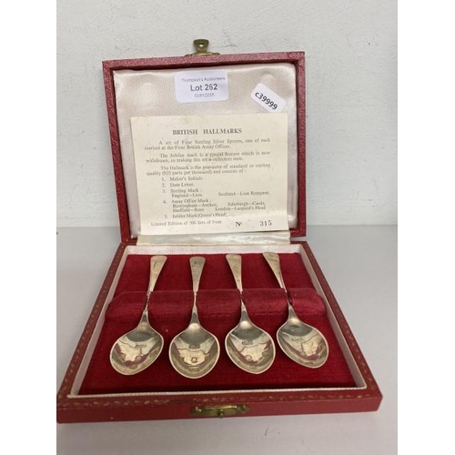 262 - Four silver Joseph Gloster Ltd 1977 teaspoons with Jubilee mark in case, 57g