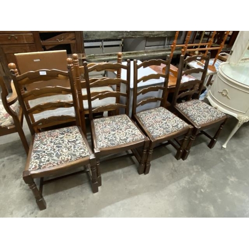 48 - 4 oak ladder back dining chairs 94H 45W