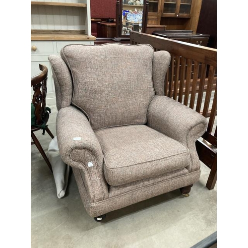 500 - Upholstered high back wing arm chair 90H 100W 85D