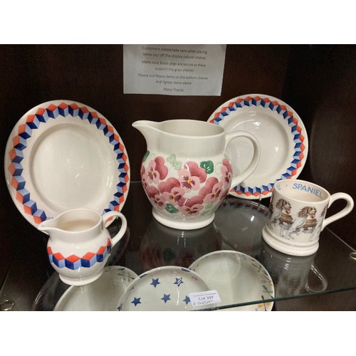 397 - 16 pieces of Emma Bridgewater pottery inc. 'Pink Pansy' 6 pint jug, 'Red & Blue' tumbling blocks' 1/... 