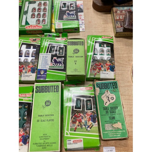 407 - Collection of Subbuteo inc. table cricket club edition, The F.A. Premiere League, table soccer set N... 