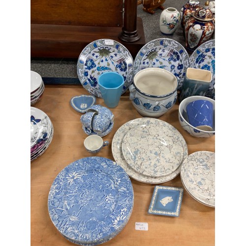 472 - Collection of blue and white china including Royal Staffordshire bowls and plates, Scilla by Lillian... 