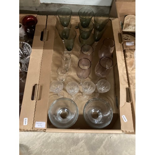 474 - 12 boxes of assorted collectables including decorative plates, vases, cut glass bowls, coffee cans a... 