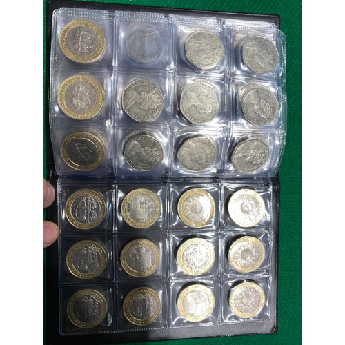 284 - Album of various Falkland Islands, Jersey, Isle of Man and Gibraltar 50p's and £2 coins including Fa... 