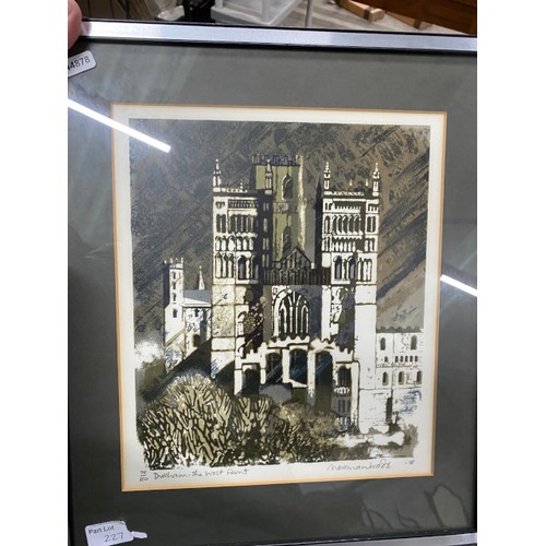 227 - 16 pictures inc. two pencil signed Norman Wade limited edition screen prints 'Durham - The West Fron... 