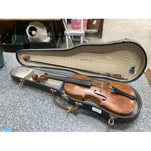 265 - Cased 1/2 violin with bow