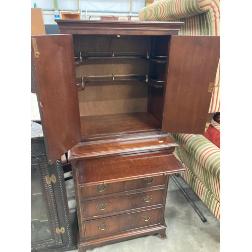 197 - Reproduction mahogany cocktail cabinet 147H 64W 46D