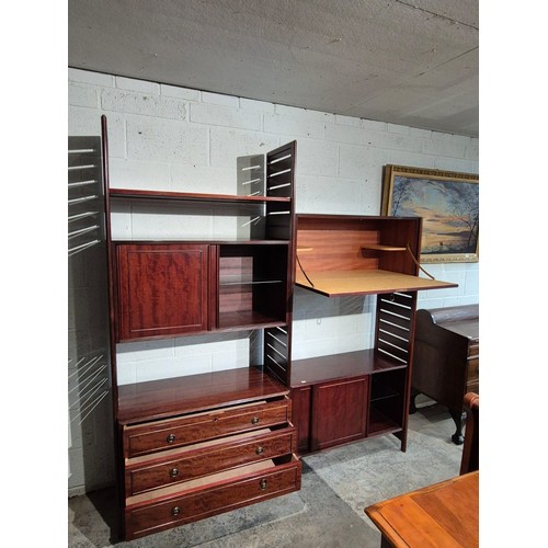 109 - 2 mahogany Ladderax style shelving units in 5 sections (please note that they can be configured) 200... 