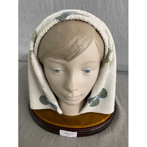 431 - Retired Lladro bisque porcelain bust of girl 'Cabeza', 25cm high