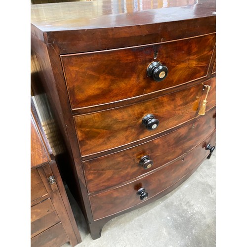 162 - 19th century mahogany bow fronted chest of drawers 107H 107W 58D