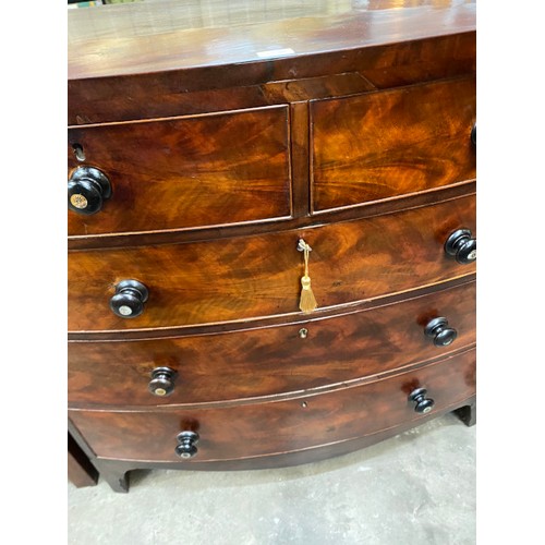 162 - 19th century mahogany bow fronted chest of drawers 107H 107W 58D