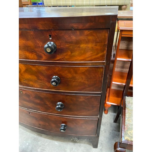 162 - 19th century mahogany bow fronted chest of drawers 107H 107W 58D