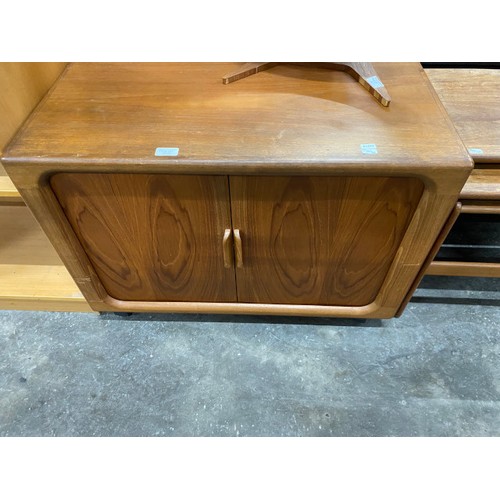 157 - Mid century Danish Drylund teak media cabinet with tambour doors 57H 80W 54D, mid century teak nest ... 