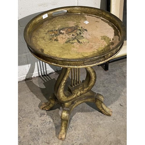 117 - Italian style decoupage occasional table 74H 55cm diameter (as found)