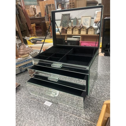 194 - Modern mirrored jewellery box 34W 20H 24D