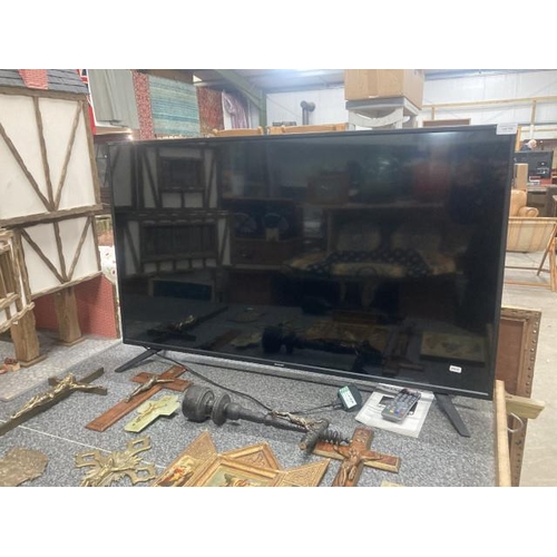 196 - Sharp LC-49CUG8052K TV with remote, power lead & manual