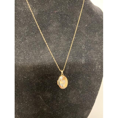 234 - 9ct gold locket on 9ct gold neck chain 1.8g, 44cm long