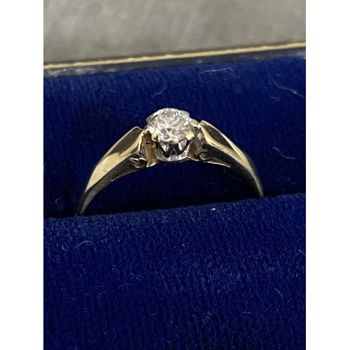 251 - 9ct gold & diamond solitaire set ring, size M 1/2