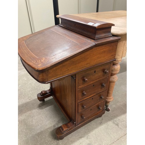 55 - Victorian mahogany inlaid Davenport 81H 53W 50D