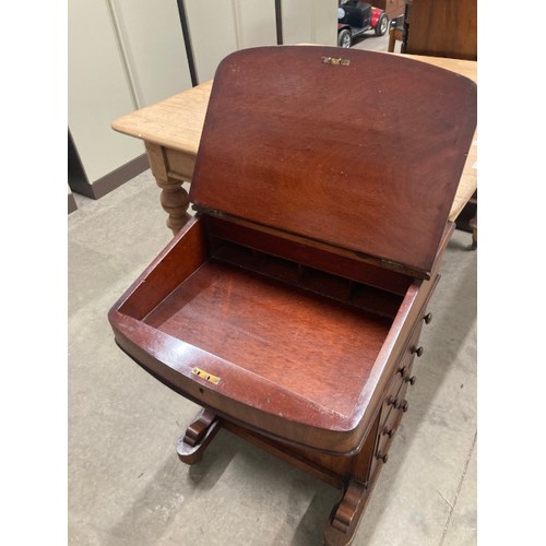 55 - Victorian mahogany inlaid Davenport 81H 53W 50D