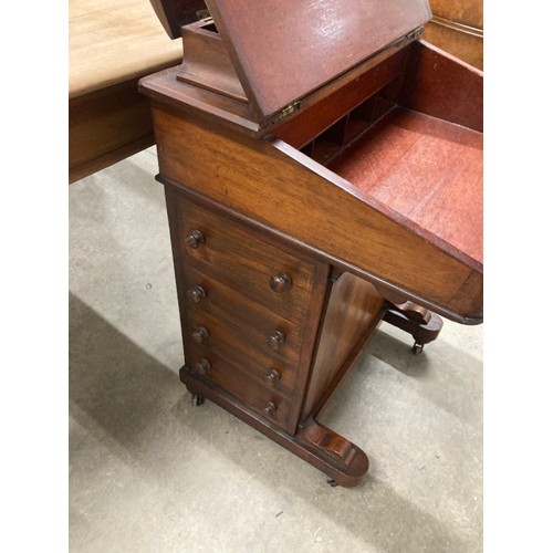 55 - Victorian mahogany inlaid Davenport 81H 53W 50D