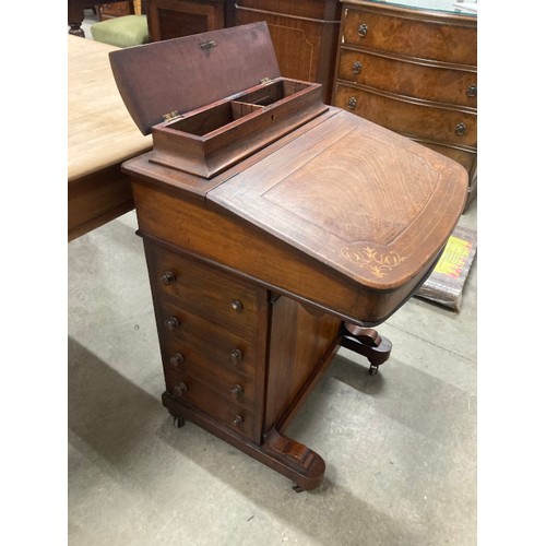 55 - Victorian mahogany inlaid Davenport 81H 53W 50D