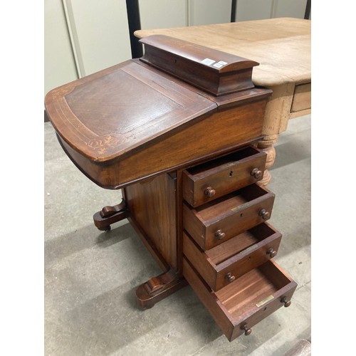 55 - Victorian mahogany inlaid Davenport 81H 53W 50D