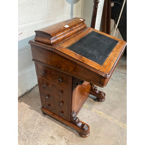 114 - Victorian mahogany inlaid Davenport 83H 54W 51D