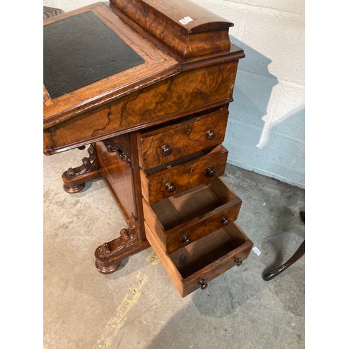 114 - Victorian mahogany inlaid Davenport 83H 54W 51D