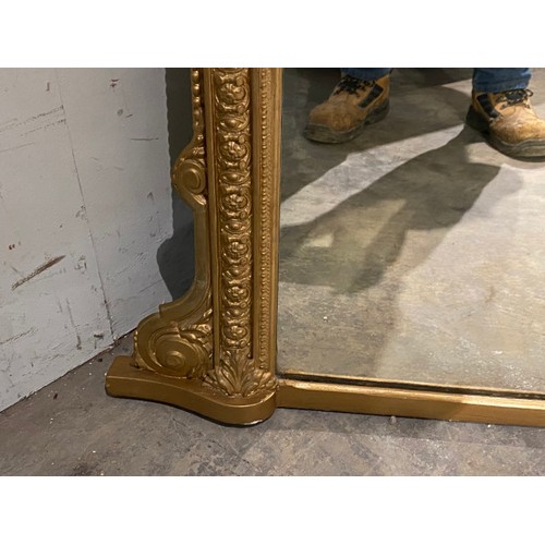 138 - Early 20th century gilt framed over mantel mirror 146 x 110cm