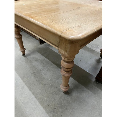 56 - Victorian pine kitchen table with one drawer 73H 105W 105D