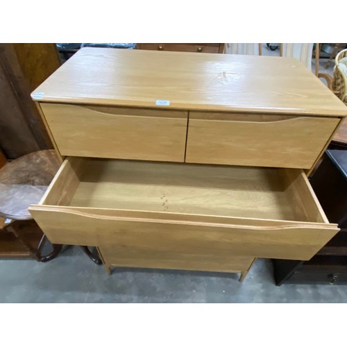 105 - Ercol oak 2 over 4 chest of drawers 123H 90W 46D