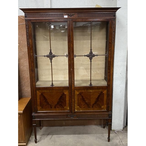 9 - Victorian mahogany display cabinet 181H 115W 42D, Victorian mahogany pot cupboard 75H 59W 45D, oak f... 