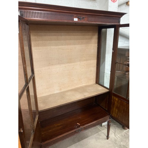 9 - Victorian mahogany display cabinet 181H 115W 42D, Victorian mahogany pot cupboard 75H 59W 45D, oak f... 