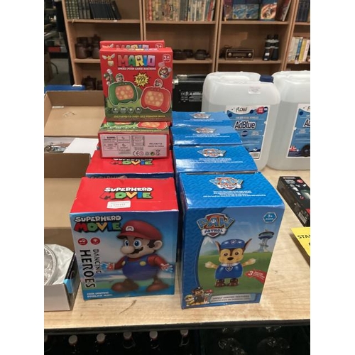 517 - 4 boxed Paw Patrol figures (dance/music/lighting), 4 boxed Superhero movie/dancing heroes (with ligh... 