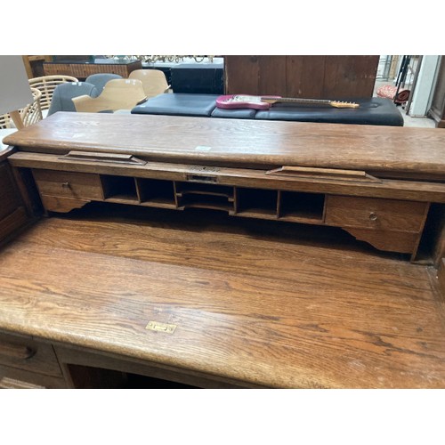 57 - Edwardian oak roll top desk 106H 126W 68D