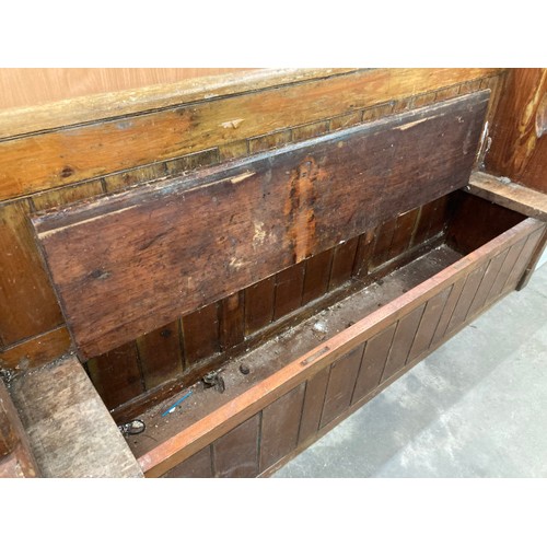 68 - Victorian pine church pew with storage 102H 190W 43D